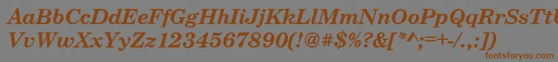 フォントCenturyschteeBoldItalic – 茶色の文字が灰色の背景にあります。