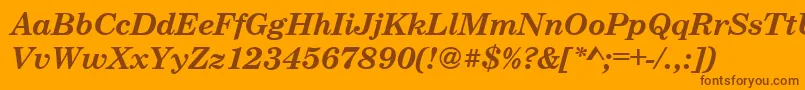 CenturyschteeBoldItalic-fontti – ruskeat fontit oranssilla taustalla