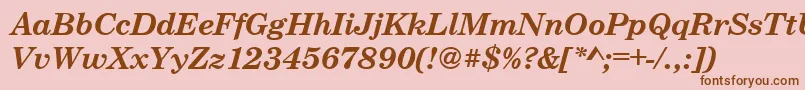 Fonte CenturyschteeBoldItalic – fontes marrons em um fundo rosa