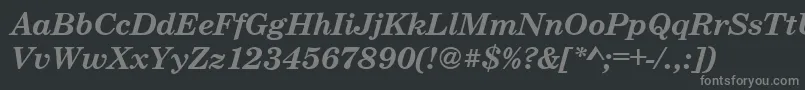 CenturyschteeBoldItalic-fontti – harmaat kirjasimet mustalla taustalla