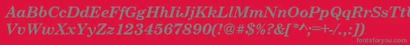 CenturyschteeBoldItalic-Schriftart – Graue Schriften auf rotem Hintergrund