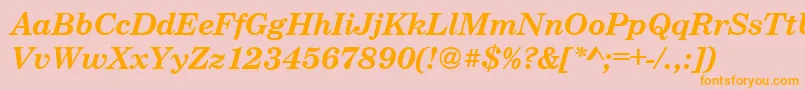 Fonte CenturyschteeBoldItalic – fontes laranjas em um fundo rosa