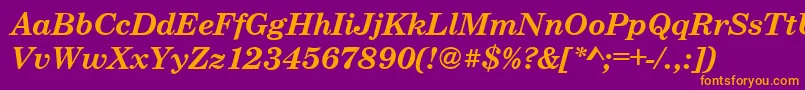 CenturyschteeBoldItalic-Schriftart – Orangefarbene Schriften auf violettem Hintergrund