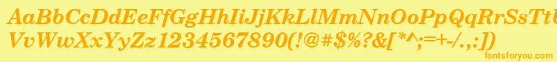 CenturyschteeBoldItalic-fontti – oranssit fontit keltaisella taustalla