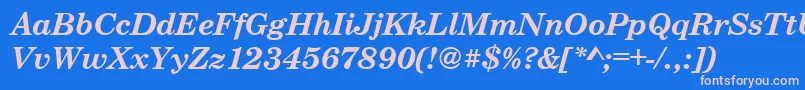 CenturyschteeBoldItalic Font – Pink Fonts on Blue Background