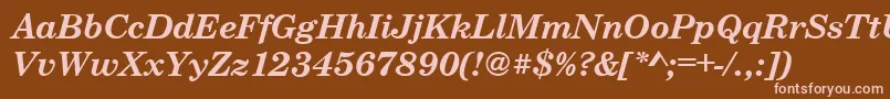 CenturyschteeBoldItalic-fontti – vaaleanpunaiset fontit ruskealla taustalla