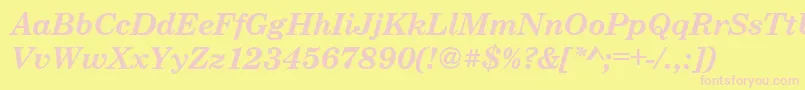 CenturyschteeBoldItalic-fontti – vaaleanpunaiset fontit keltaisella taustalla