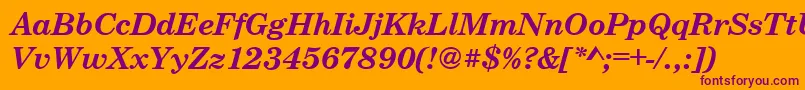 CenturyschteeBoldItalic-fontti – violetit fontit oranssilla taustalla