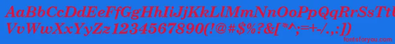 CenturyschteeBoldItalic-Schriftart – Rote Schriften auf blauem Hintergrund