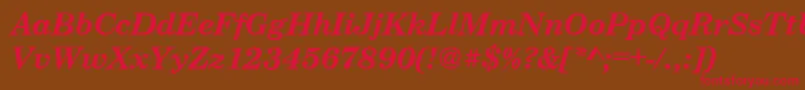 CenturyschteeBoldItalic-fontti – punaiset fontit ruskealla taustalla