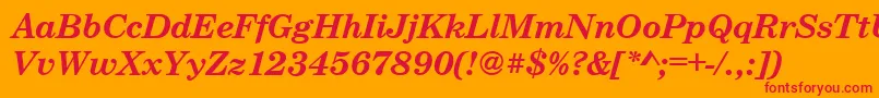 CenturyschteeBoldItalic-Schriftart – Rote Schriften auf orangefarbenem Hintergrund