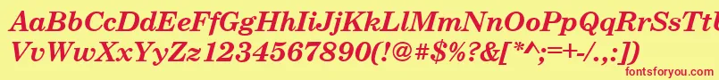 CenturyschteeBoldItalic-Schriftart – Rote Schriften auf gelbem Hintergrund
