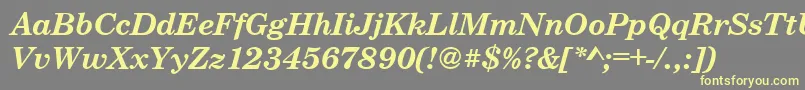 CenturyschteeBoldItalic-Schriftart – Gelbe Schriften auf grauem Hintergrund