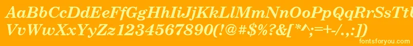 Шрифт CenturyschteeBoldItalic – жёлтые шрифты на оранжевом фоне