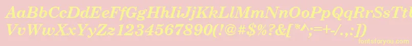 CenturyschteeBoldItalic-fontti – keltaiset fontit vaaleanpunaisella taustalla