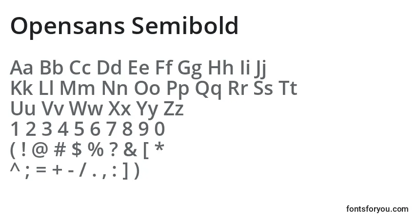 Шрифт Opensans Semibold – алфавит, цифры, специальные символы