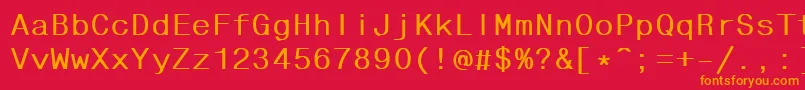 フォントFixhelvdlBold – 赤い背景にオレンジの文字