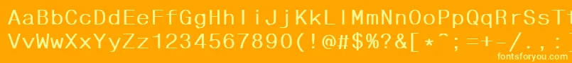 FixhelvdlBold-fontti – keltaiset fontit oranssilla taustalla