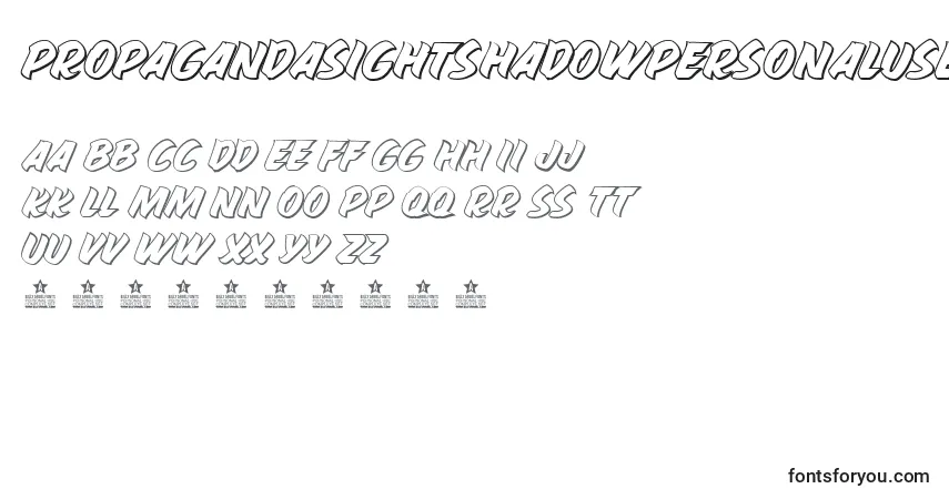 Шрифт PropagandaSightShadowPersonalUse – алфавит, цифры, специальные символы