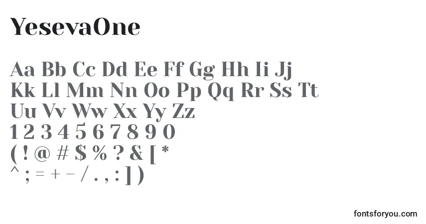 Шрифт YesevaOne – алфавит, цифры, специальные символы
