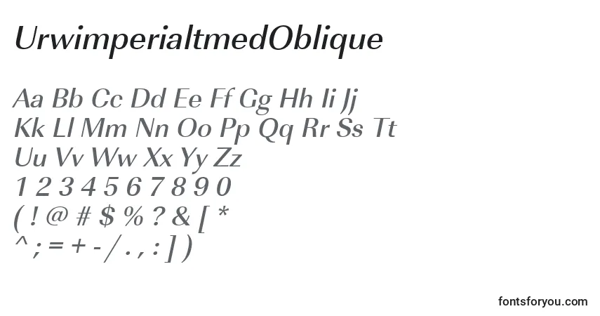 Czcionka UrwimperialtmedOblique – alfabet, cyfry, specjalne znaki