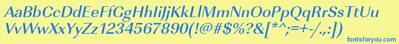 UrwimperialtmedOblique Font – Blue Fonts on Yellow Background