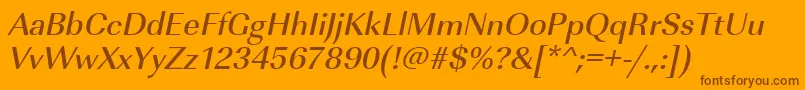 フォントUrwimperialtmedOblique – オレンジの背景に茶色のフォント