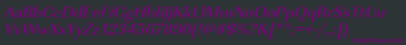 Czcionka UrwimperialtmedOblique – fioletowe czcionki na czarnym tle