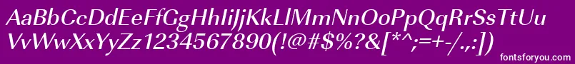 UrwimperialtmedOblique-Schriftart – Weiße Schriften auf violettem Hintergrund