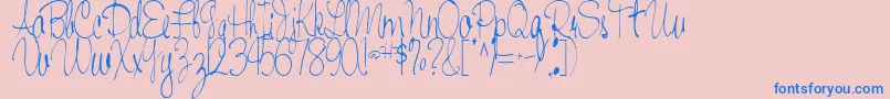 HandRegular Font – Blue Fonts on Pink Background