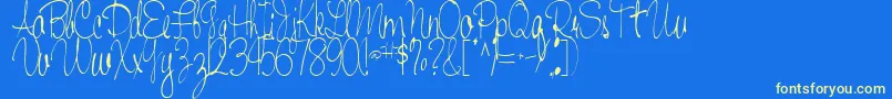 フォントHandRegular – 黄色の文字、青い背景