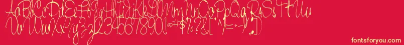 HandRegular Font – Yellow Fonts on Red Background