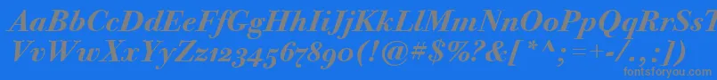 フォントBodoniTwelveOsItcTtBoldita – 青い背景に灰色の文字