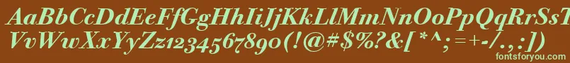 BodoniTwelveOsItcTtBoldita Font – Green Fonts on Brown Background