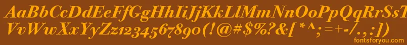 BodoniTwelveOsItcTtBoldita Font – Orange Fonts on Brown Background