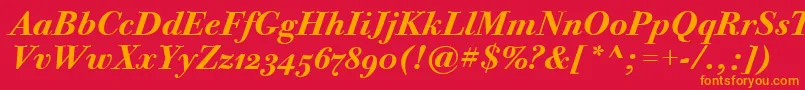 BodoniTwelveOsItcTtBoldita Font – Orange Fonts on Red Background