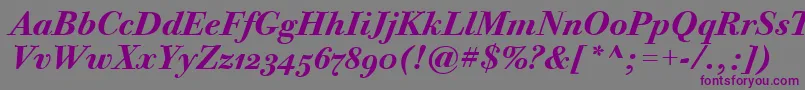 BodoniTwelveOsItcTtBoldita-fontti – violetit fontit harmaalla taustalla
