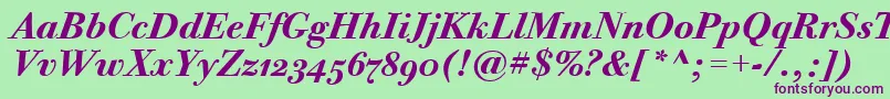 BodoniTwelveOsItcTtBoldita Font – Purple Fonts on Green Background