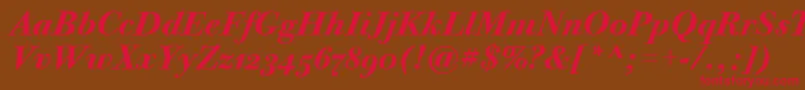 BodoniTwelveOsItcTtBoldita Font – Red Fonts on Brown Background