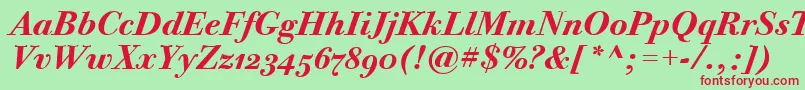 Шрифт BodoniTwelveOsItcTtBoldita – красные шрифты на зелёном фоне