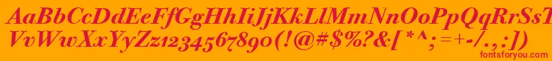 Шрифт BodoniTwelveOsItcTtBoldita – красные шрифты на оранжевом фоне