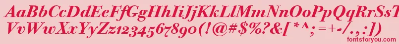 BodoniTwelveOsItcTtBoldita Font – Red Fonts on Pink Background