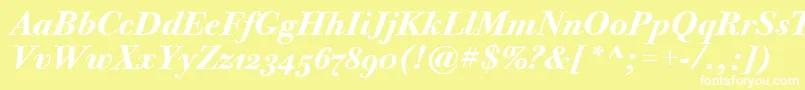 BodoniTwelveOsItcTtBoldita Font – White Fonts on Yellow Background