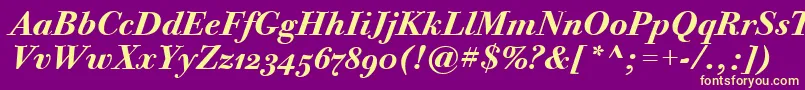 BodoniTwelveOsItcTtBoldita Font – Yellow Fonts on Purple Background