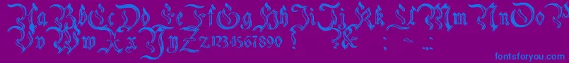CharterwellNo2-fontti – siniset fontit violetilla taustalla