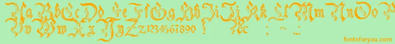 CharterwellNo2-Schriftart – Orangefarbene Schriften auf grünem Hintergrund