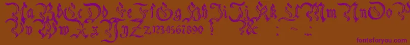 CharterwellNo2-Schriftart – Violette Schriften auf braunem Hintergrund