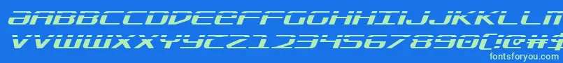 フォントSdfLaserItalic – 青い背景に緑のフォント