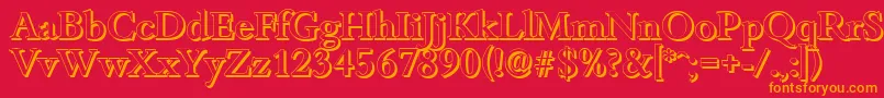BambergshadowMediumRegular-Schriftart – Orangefarbene Schriften auf rotem Hintergrund