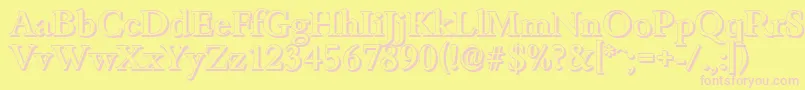 BambergshadowMediumRegular-fontti – vaaleanpunaiset fontit keltaisella taustalla